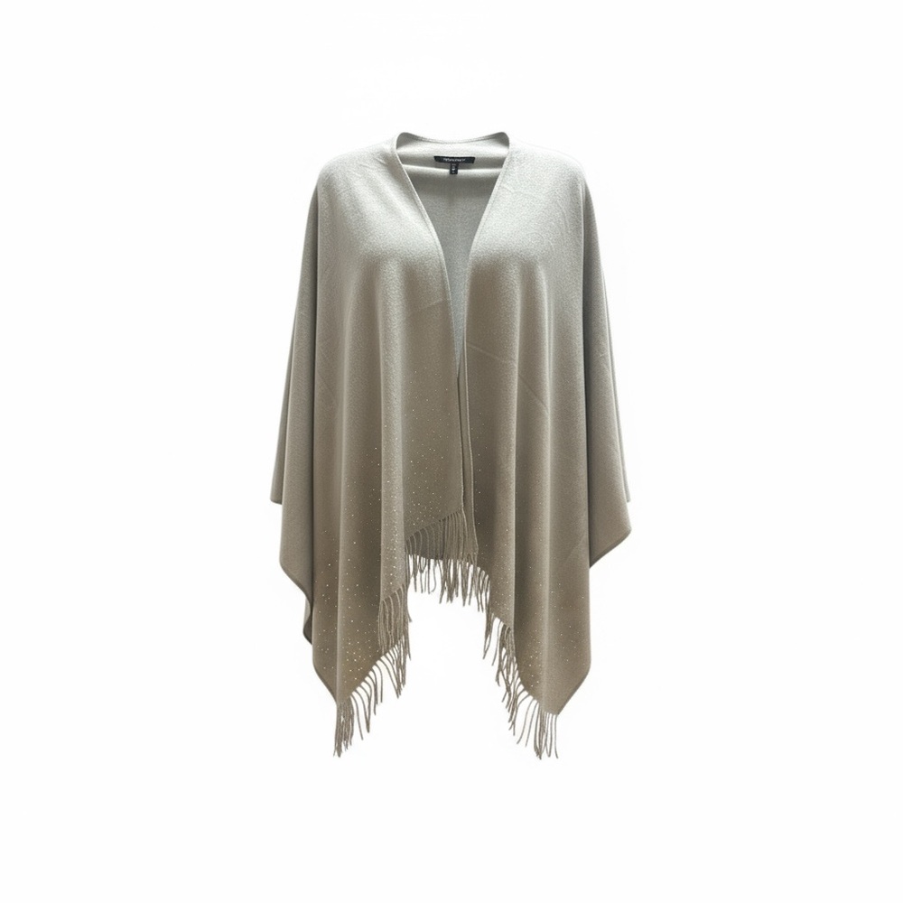 Adrienne Vittadini Crystal Embellished Fringe Wrap – Sage Green – One Size